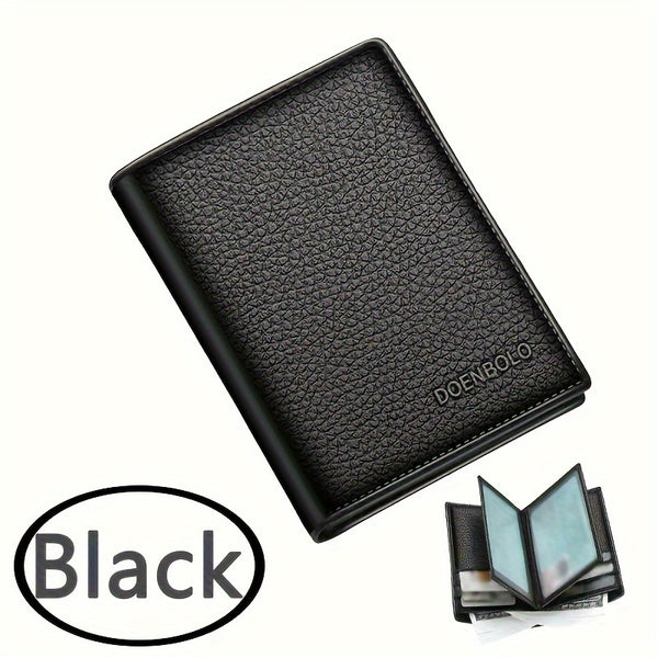Men's Genuine Leather Ultra-Thin Multi-Function Large Capacity, ID Card Holder Wallet with RFID Blocking