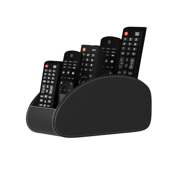 TV Remote Control Storage Box with 5 Compartments, PU Leather, Bedside Table and Office Desk Storage Organizer