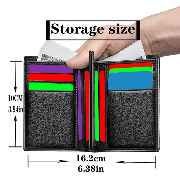 Men's Genuine Leather Ultra-Thin Multi-Function Large Capacity, ID Card Holder Wallet with RFID Blocking