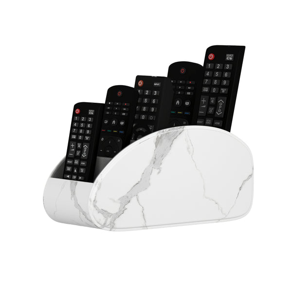 TV Remote Control Storage Box with 5 Compartments, PU Leather, Bedside Table and Office Desk Storage Organizer