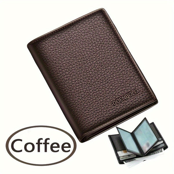 Men's Genuine Leather Ultra-Thin Multi-Function Large Capacity, ID Card Holder Wallet with RFID Blocking