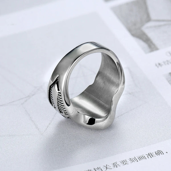 316L Stainless Steel Knights Templar Medieval Cross Signet Ring