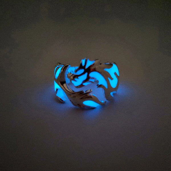 Mens Glow-in-the-dark Adjustable Dragon Ring