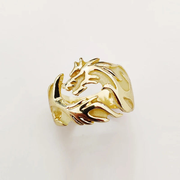 Mens Glow-in-the-dark Adjustable Dragon Ring