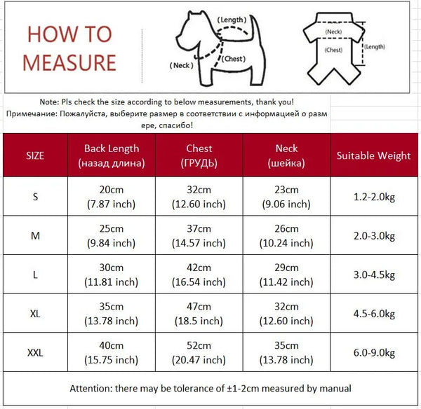 Dog Puppy Adorable Warm Hoodie Jacket for S - XXL