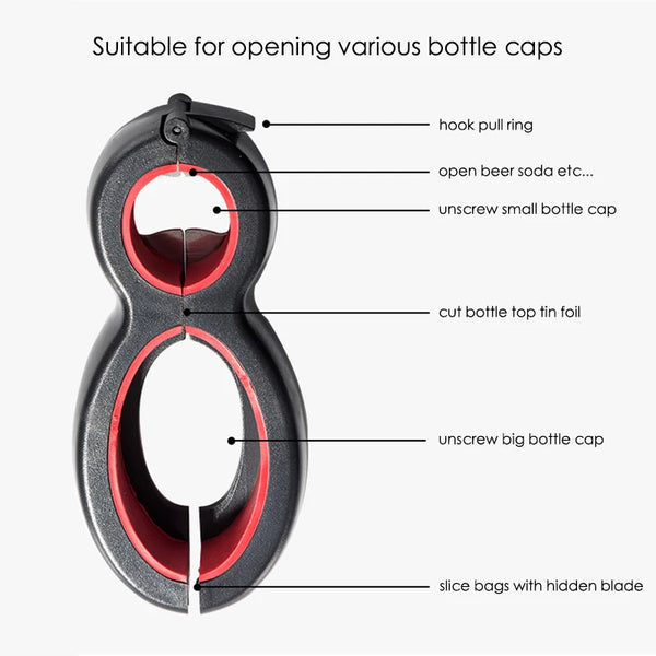 6 In 1 Multi Function Twist Bottle Easy Gripper Wine Beer Lid Twist Off Jar Opener Claw Tool
