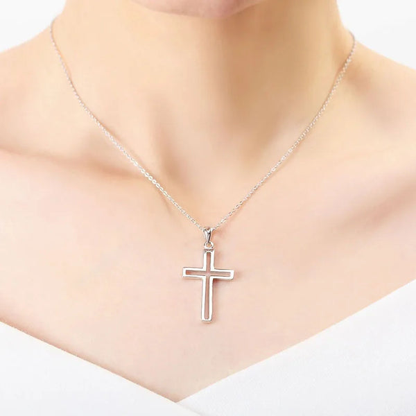 Mens and Womens 925 Sterling Silver Simple Cross Pendant