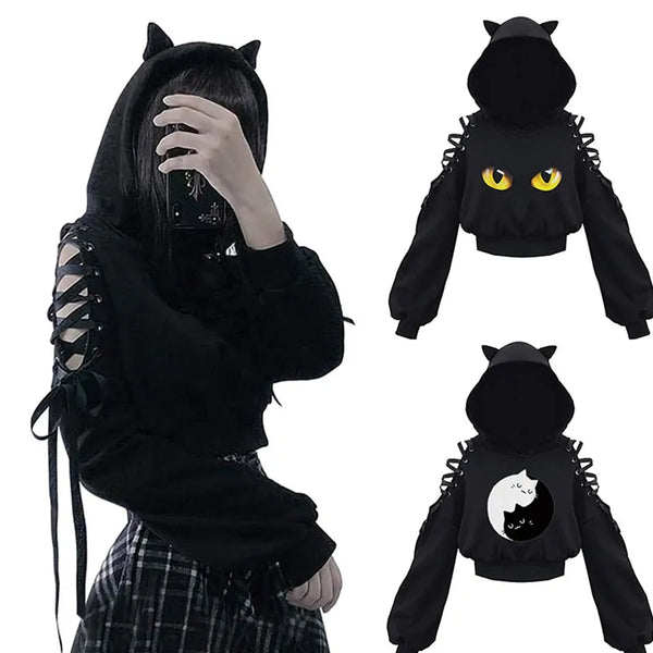 Womens Long Sleeve Hoodies Kawaii Cats Ears