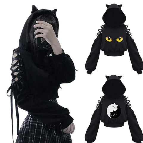 Womens Long Sleeve Hoodies Kawaii Cats Ears