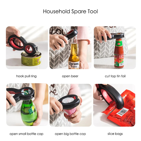 6 In 1 Multi Function Twist Bottle Easy Gripper Wine Beer Lid Twist Off Jar Opener Claw Tool