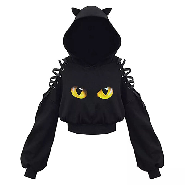 Womens Long Sleeve Hoodies Kawaii Cats Ears