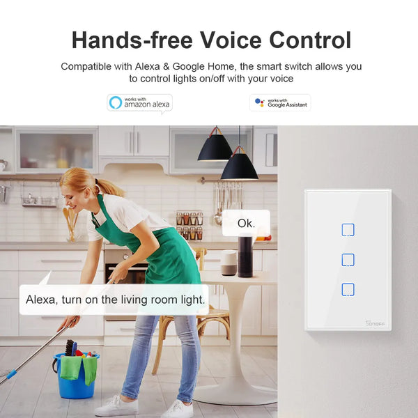 Smart Home Sonoff T2 US Smart Wifi Wall Light Switch