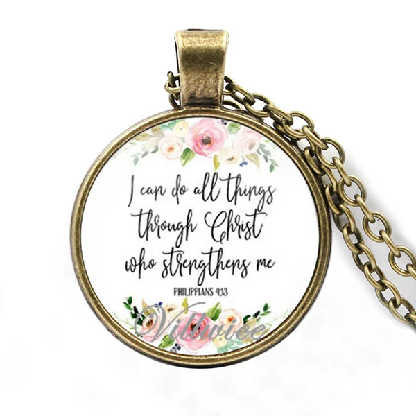 Womens Necklace Philippians 4:13 I can do all things through Christ who strengthens me