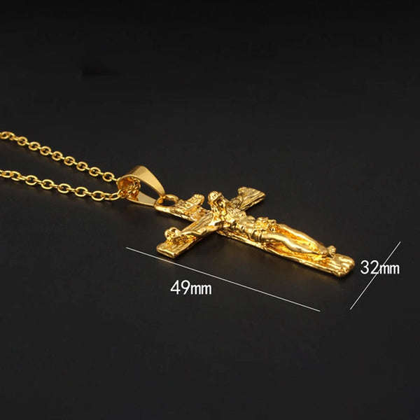 Mens 3D Crucifix Necklace