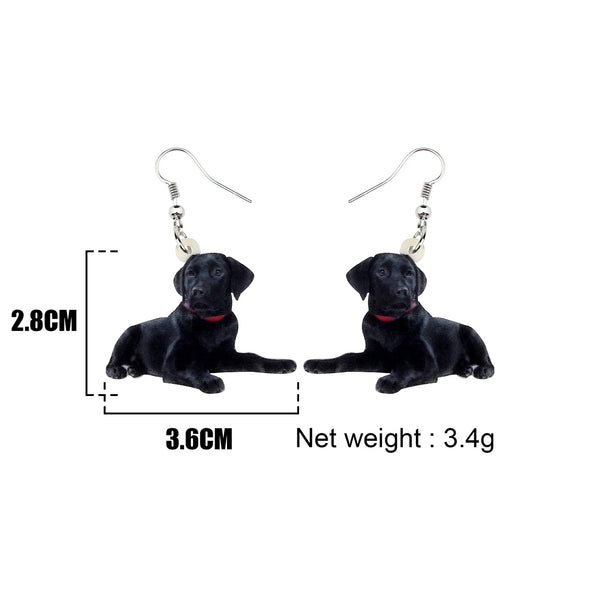 Acrylic Black Labrador Dog Earrings