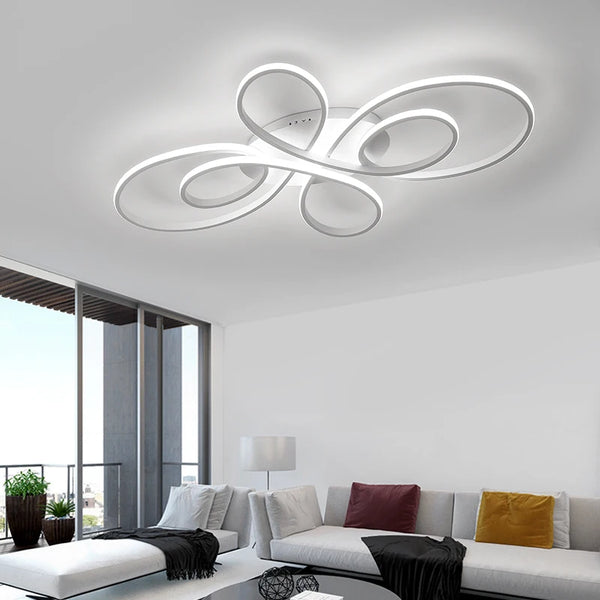 Smart Home White/Coffee Finish Modern LED Dimmable Chandelier Alexa