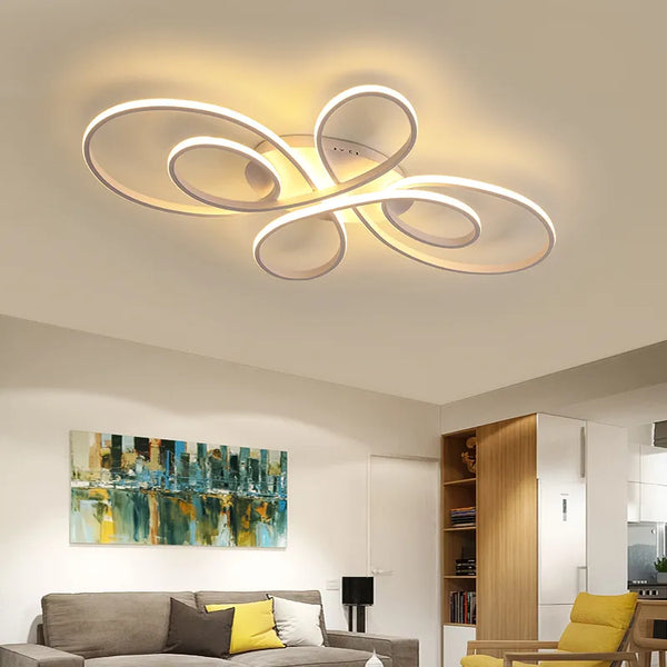 Smart Home White/Coffee Finish Modern LED Dimmable Chandelier Alexa