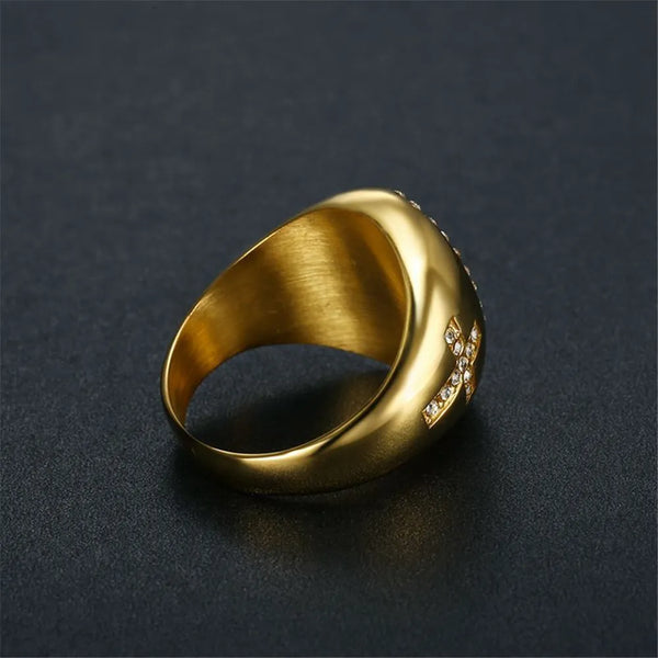 Womens/Mens Stainless Steel Gold Color Virgin Mary Ring