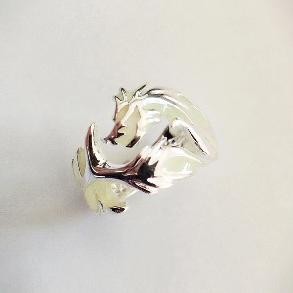 Mens Glow-in-the-dark Adjustable Dragon Ring