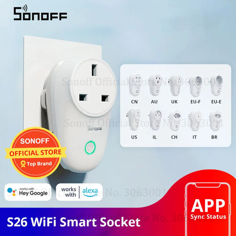 Smart Socket Sonoff S26 WiFi Power Sockets Alexa Google Assistant IFTTT