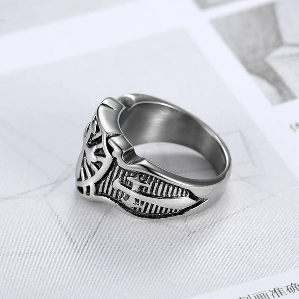316L Stainless Steel Knights Templar Medieval Cross Signet Ring