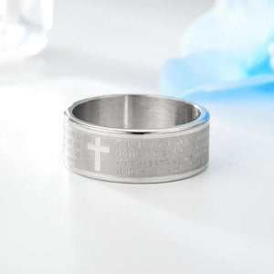 Mens Titanium Stainless Steel The Lord's Prayer Ring