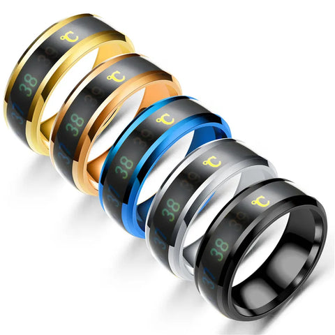 Mens and Womens Titanium Steel Temperature Ring - Waterproof