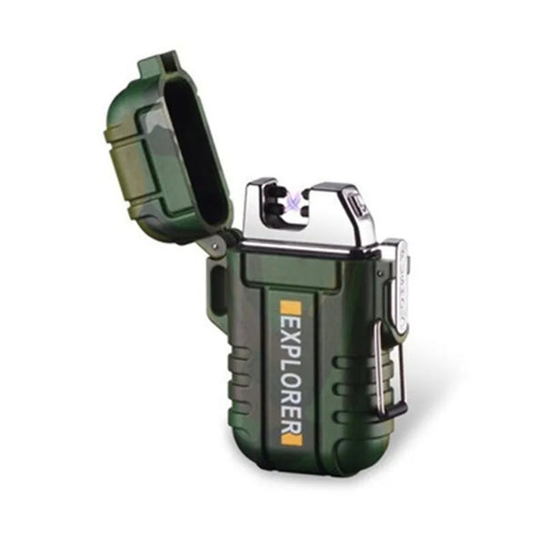 USB Waterproof Plasma Lighter Double Arc Outdoor Camping Sports Windproof Lighter Smoking Camping Gadget