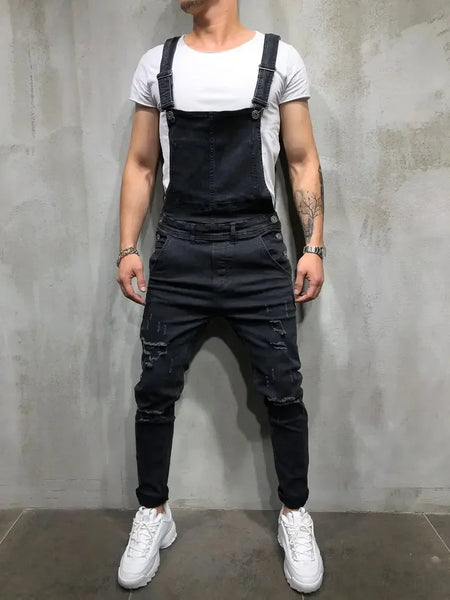 Men's Fashion Ripped Jean Overalls S-XXXL