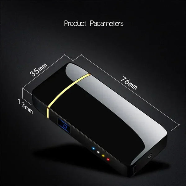 Dual Arc Windproof Flameless Plasma USB Lighter Touch Sensor With LED Power Display