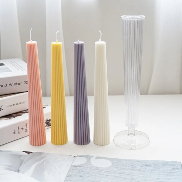Candles silicone striped tapered cylinder molds