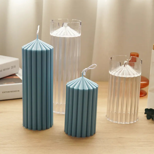 Candles silicone striped cylinder
