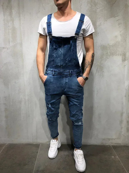 Men's Fashion Ripped Jean Overalls S-XXXL