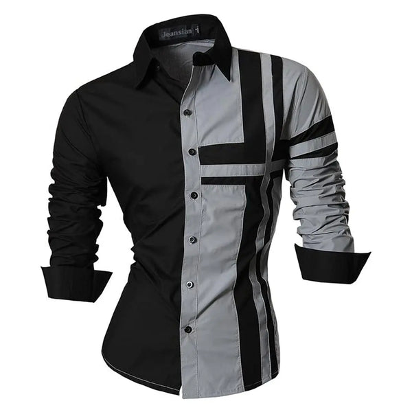 Men's Red Black & White retro hip-hop cross pattern long-sleeved shirt