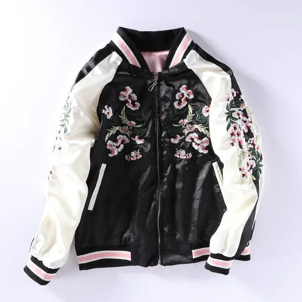 Harajuku Floral Embroidered Two-sided Jacket