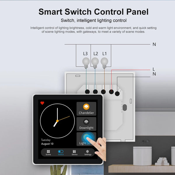 Smart Home Control Screen Panel 3 Gang Smart Life App