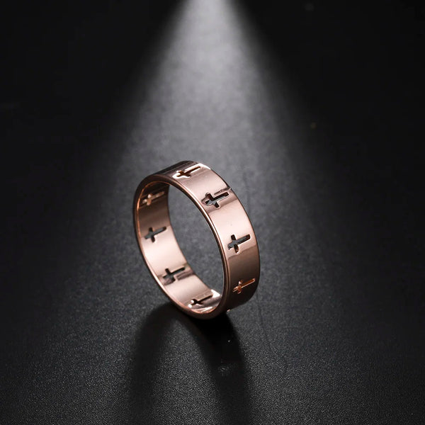 Mens/Womens Stainless Steel Jeshayuan Hollow Cross Ring