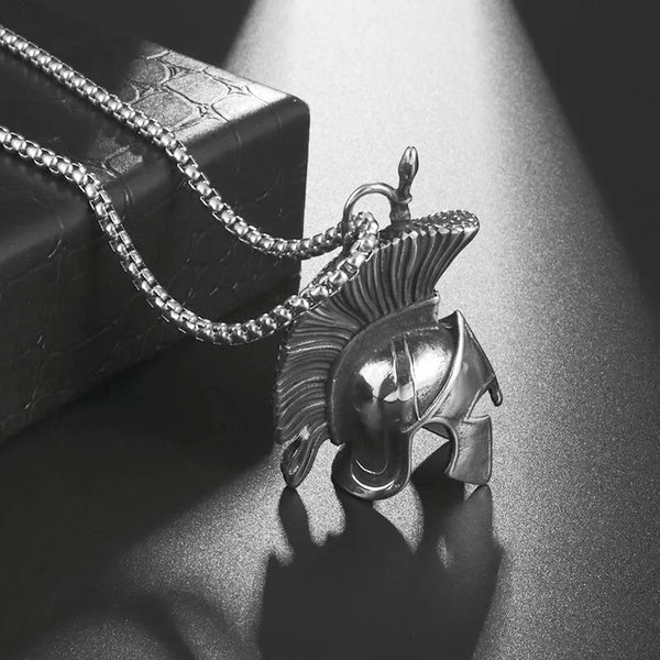 Mens Metal Vintage Knight Crusader Necklace Crusader Helmet