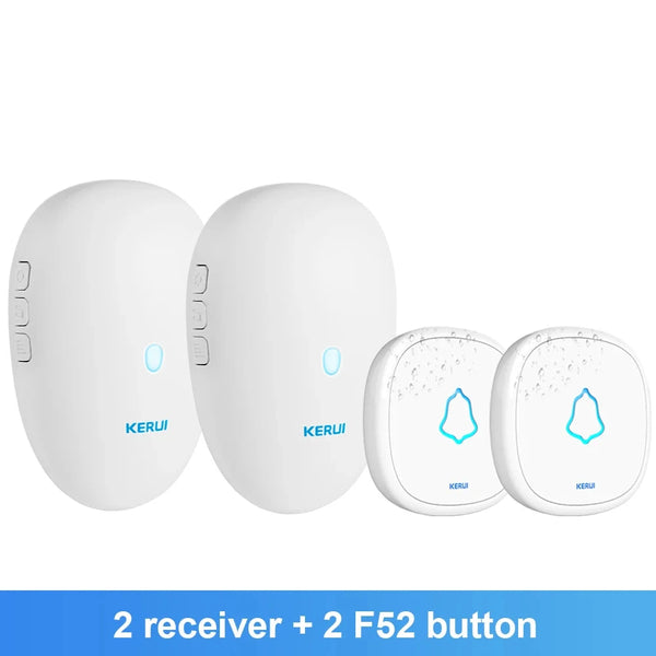 Smart Home Doorbell  2 Receivers + 2 F52 Buttons