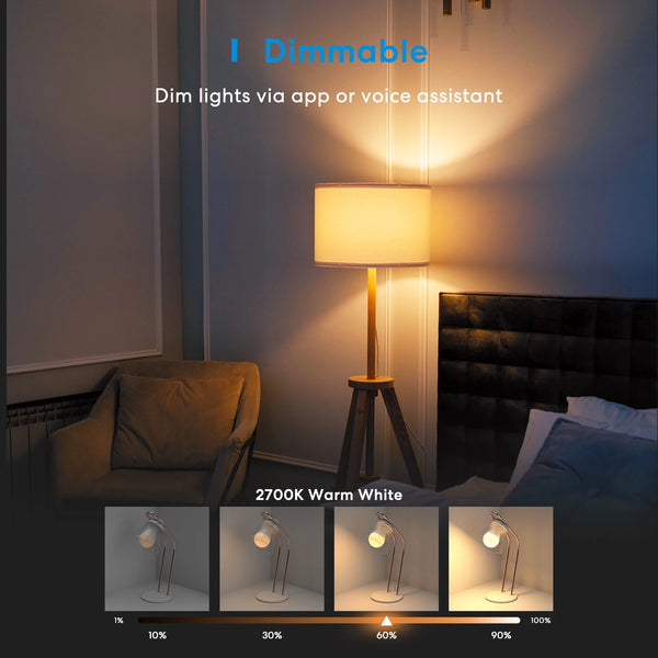 Smart Wi-Fi LED Bulb with Dimmable Light Alexa Google Home SmartThings