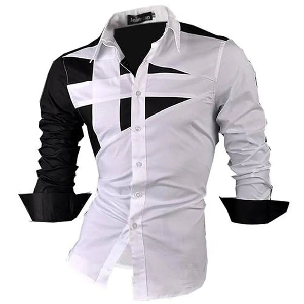Men's Red Black & White retro hip-hop cross pattern long-sleeved shirt