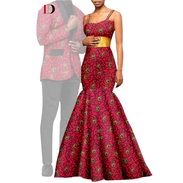 Red, Black and Gold Womens Long Dresses