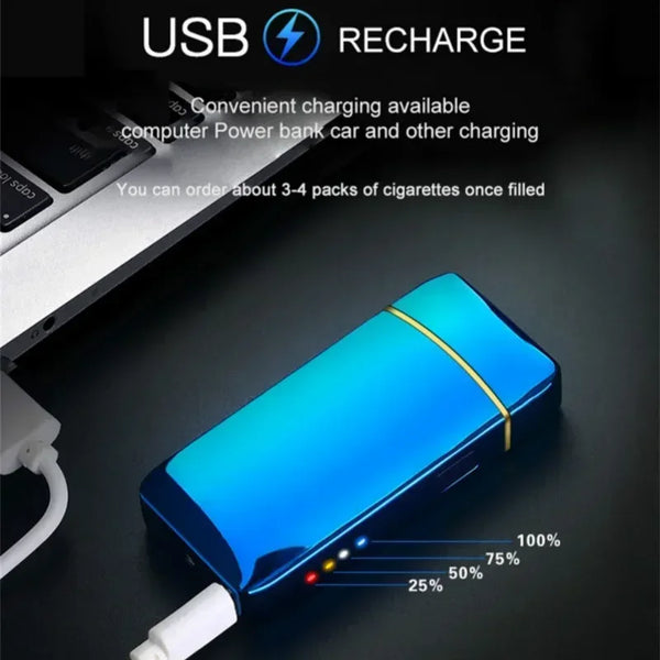 Dual Arc Windproof Flameless Plasma USB Lighter Touch Sensor With LED Power Display