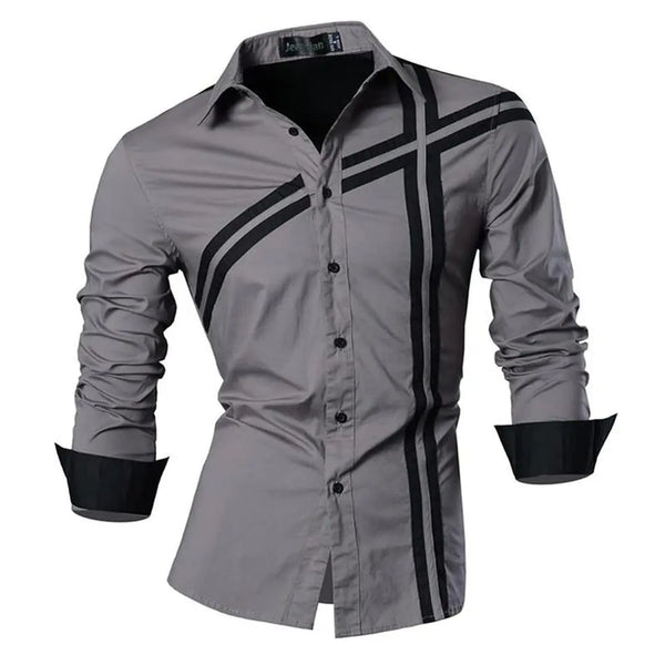 Men's Red Black & White retro hip-hop cross pattern long-sleeved shirt