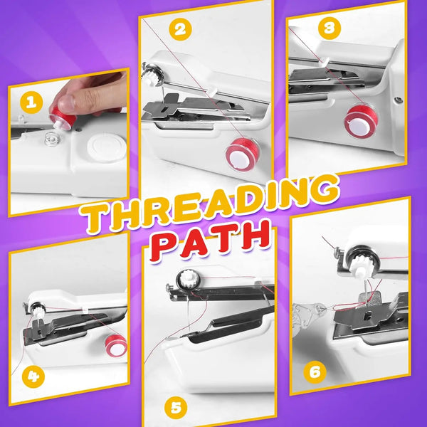 Mini Electric Portable Handheld Sewing Machine - with Bobbin for Needlework - Accessories