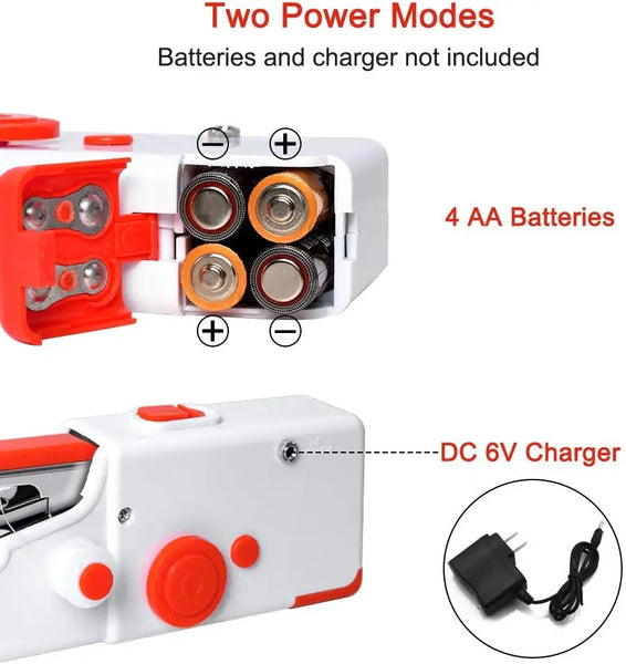 Mini Electric Portable Handheld Sewing Machine - with Bobbin for Needlework - Accessories
