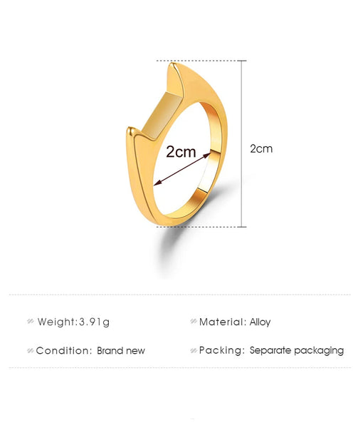 Mens and Womens Cute Alloy Cat Ear Shaped Ring Self Defense