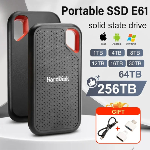 External High Speed Solid State Mass Hard Drive 1,2,4,6,8,16,30,64,128 TB, for Laptops/MAC/PC/Mobile Phones  Portable USB3.2
