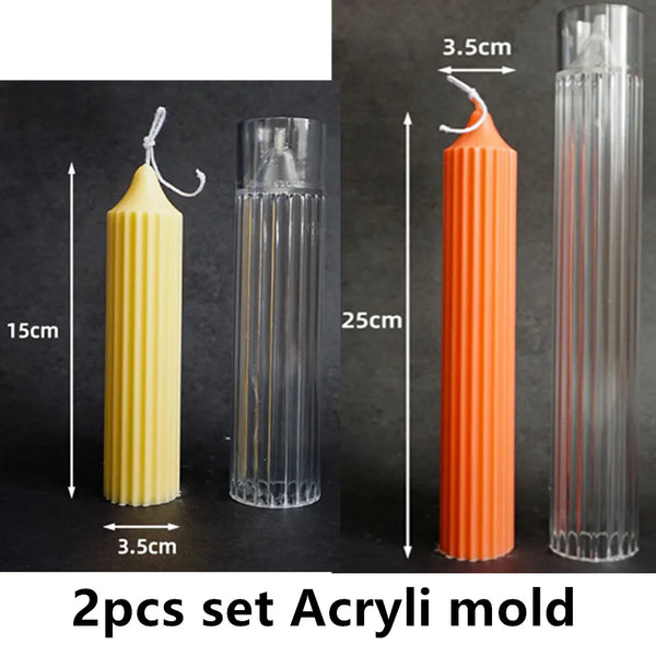 Candles silicone striped tapered cylinder molds