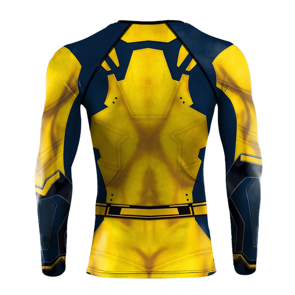 Mens Long Sleeve Gym Workout Strech Fitness Compression Shirts Deadpool Wolverine